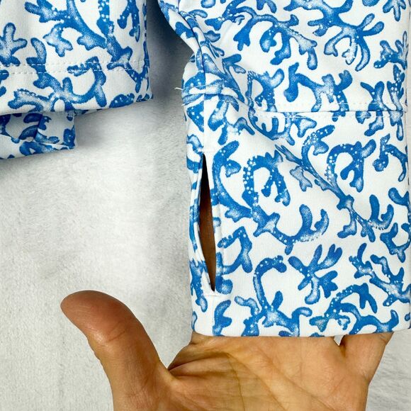 Tommy Bahama Golf Tennis Half Zip Pullover Size XL Coral Reef Pockets Cuffins - Picture 6 of 7